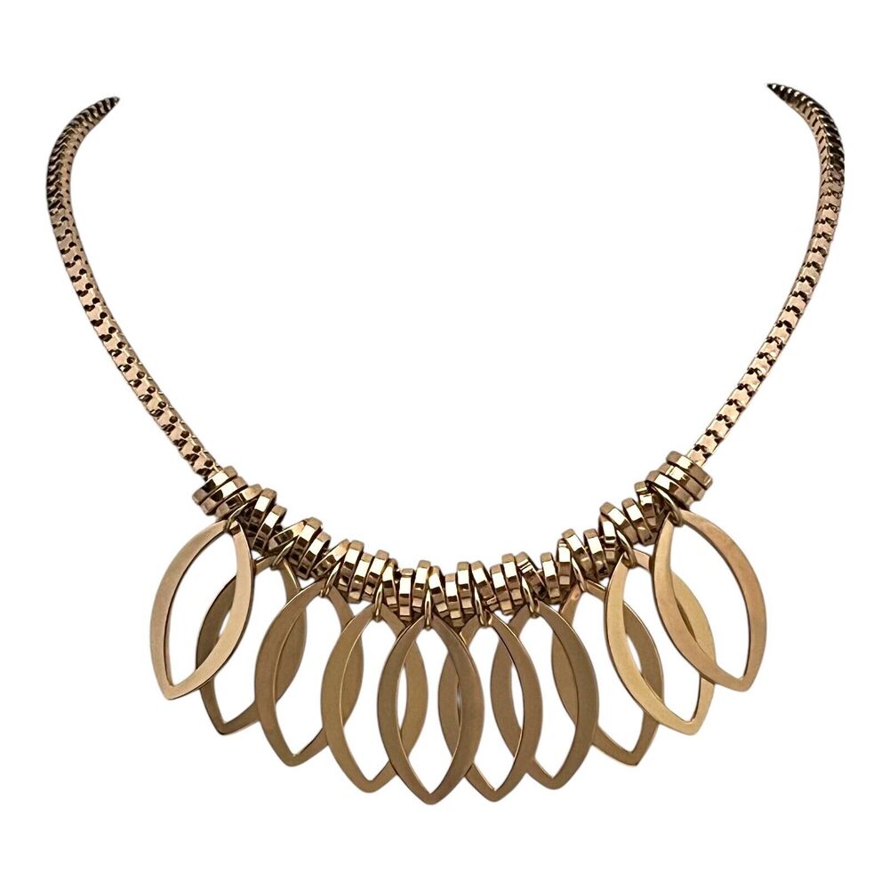 New Gold Tone Necklace Geometric Fringe Statement - 11F